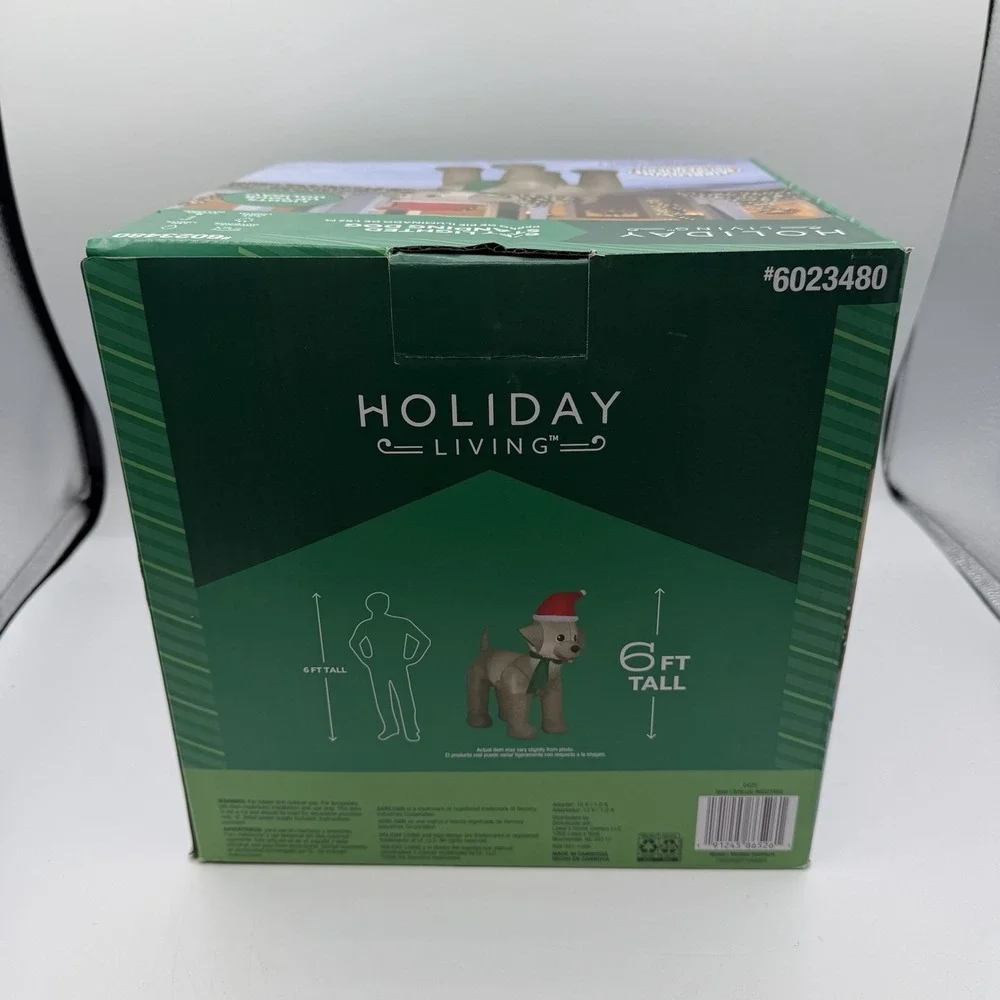 Holiday Living Standing Dog Christmas Inflatable Lighted 6 ft Airblown NEW‎
